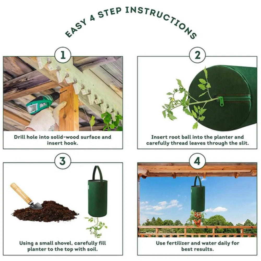 Maceta Colgante de Fieltro para Cultivo de Tomates en Jardín, Maceta Multifuncional para Plantas