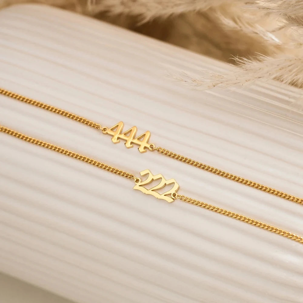 EManco-pulsera personalizada con número de Ángel 333 222 para mujer, pulseras de diablo de acero inoxidable, brazalete, joyería estética, pareja y amiga