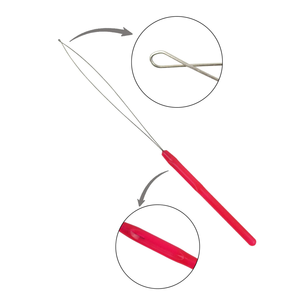 50 Uds. Ganchos de ganchillo para extensiones de cabello, aguja de bucle para cuentas de microanillo, herramienta de gancho para tirar, herramienta de bucle enhebrador de aguja