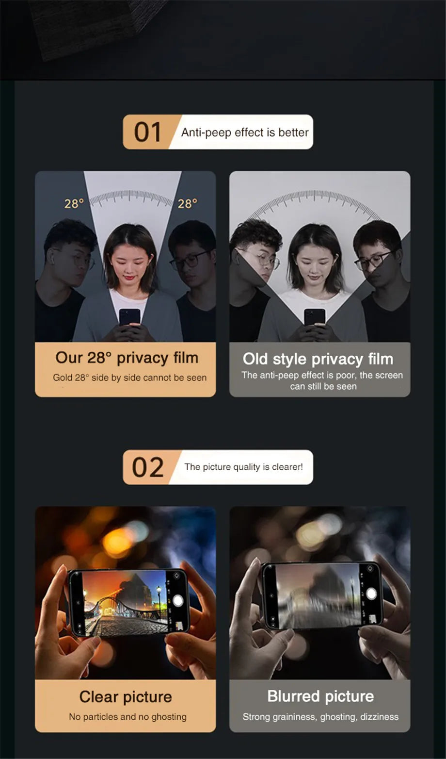 2 unidades de protector de pantalla antiespía de cubierta completa para iPhone 11 12 13 14 PRO MAX 6 7 8 Plus XS X XR de vidrio templado de privacidad