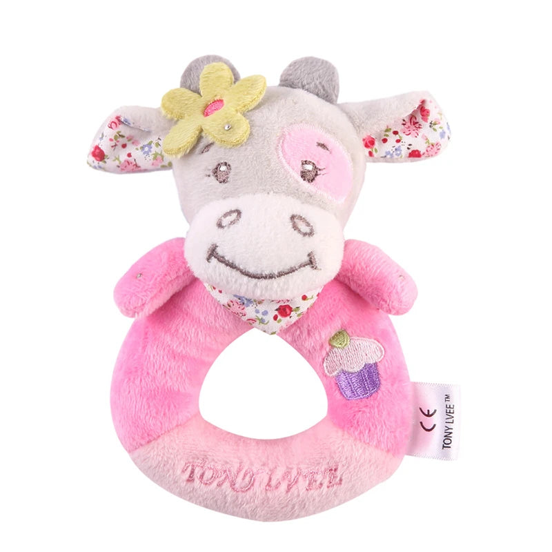 Sonajero de elefante de peluche para bebé, juguete educativo de dibujos animados para recién nacido de 0 a 24 meses, mordedor de campana de anillo de mano de oso