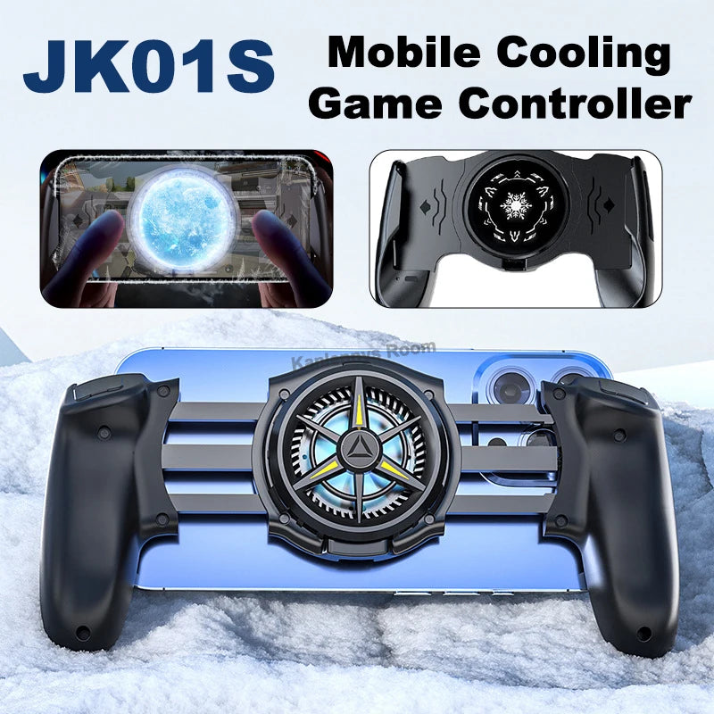 Controlador de juegos con radiador para teléfono móvil JK01S Semiconductor 2 en 1, enfriador de juegos con mango telescópico para IOS y Android.