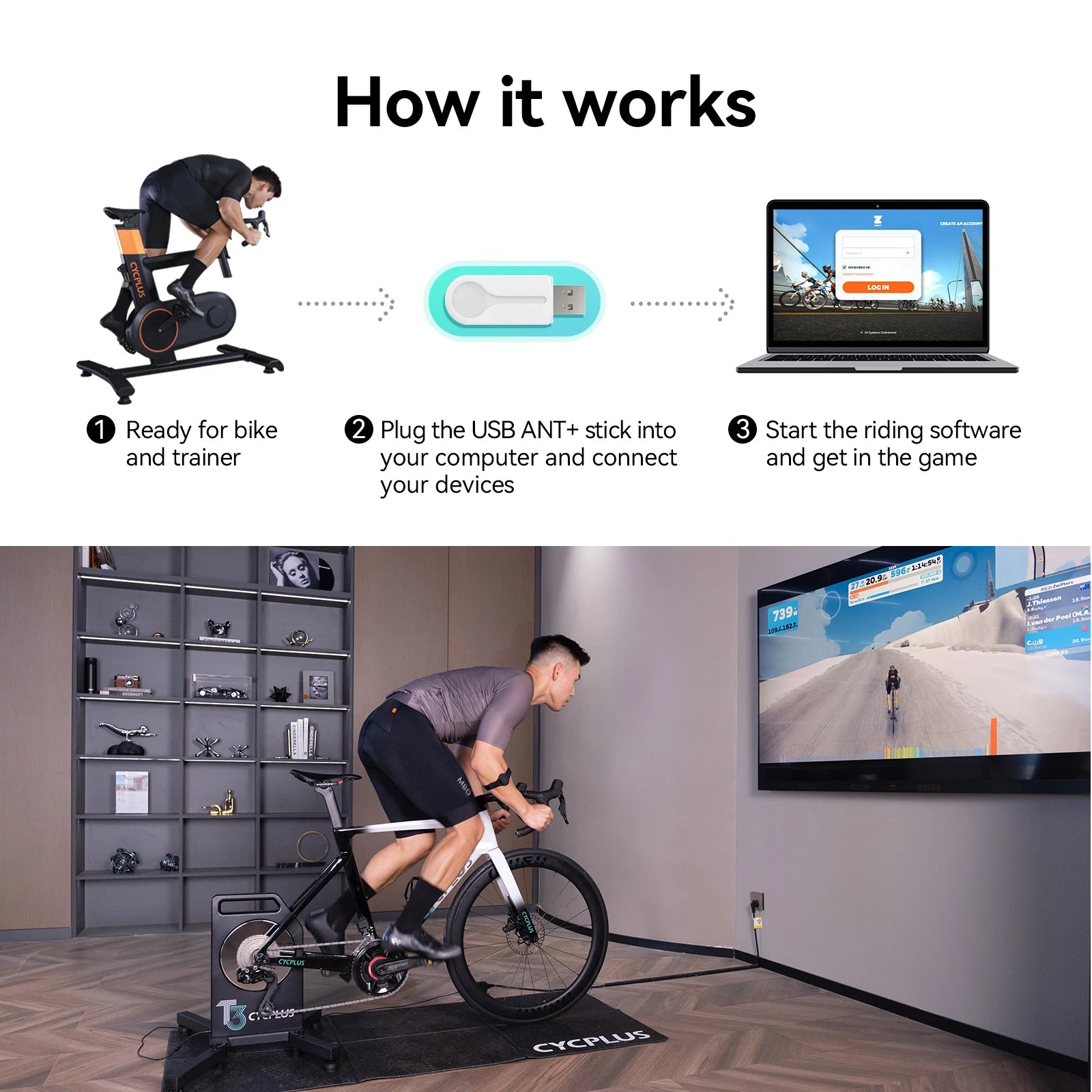 CYCPLUS USB ANT + Stick Dongle ANT transmisor receptor para bicicleta ordenador ciclismo BLE transmisión velocidad Sensor de cadencia