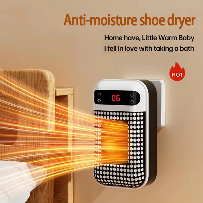 Calentador de Pared Enchufable, Calentador Eléctrico Portátil para el Hogar, Pequeños Ventiladores de Calefacción para Baño, Calentador Doméstico con Control Remoto