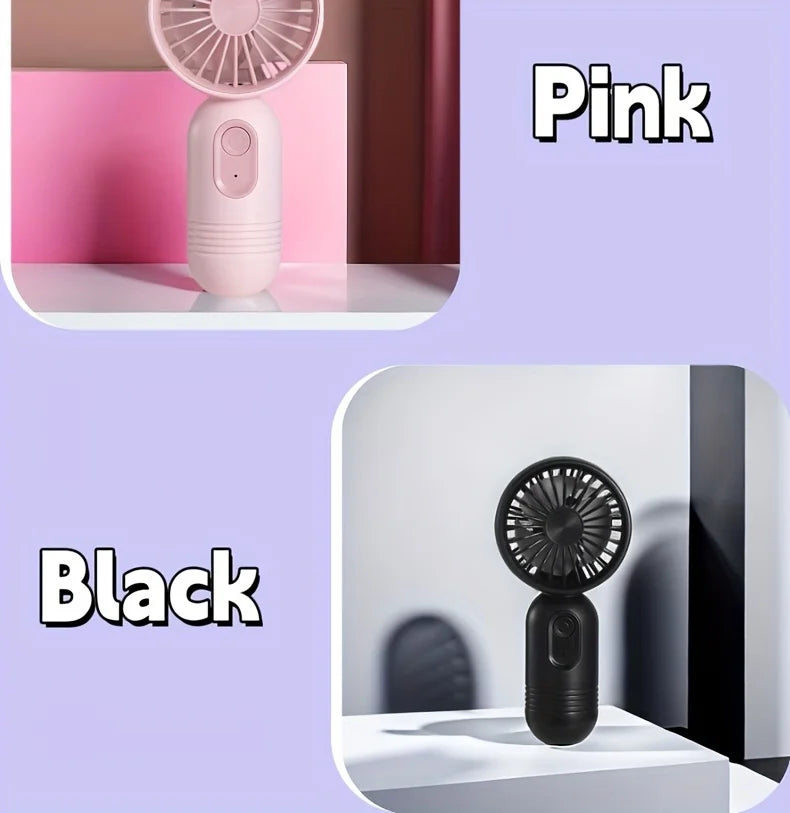 Mini ventilador portátil, pequeño ventilador de mano, carga USB, ventilador de mano de 3 velocidades adecuado para oficina, viajes al aire libre y camping