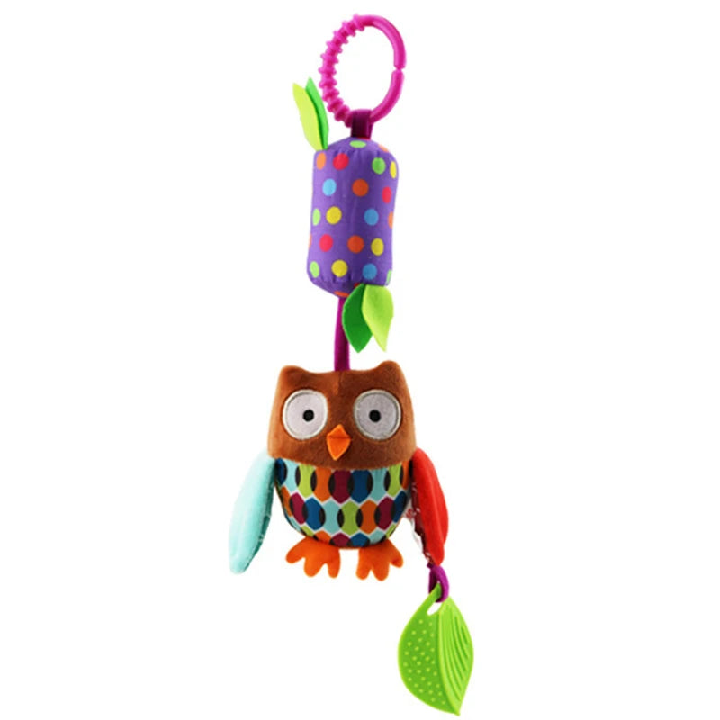 Sonajeros colgantes sensoriales para bebé, juguete de aprendizaje suave, cochecito de animales de peluche, cama de coche infantil, cuna con mordedor para bebés y niños pequeños