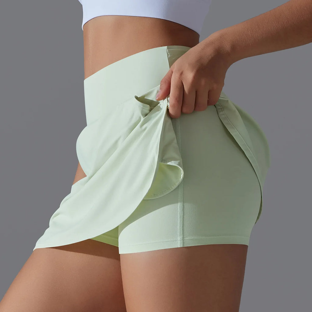 Falda Deportiva de Yoga para Mujer 2 en 1, Falda de Tenis y Bádminton con Pantalones Cortos, Cintura Alta, Transpirable, Falda Deportiva para Fitness, Golf y Atletismo