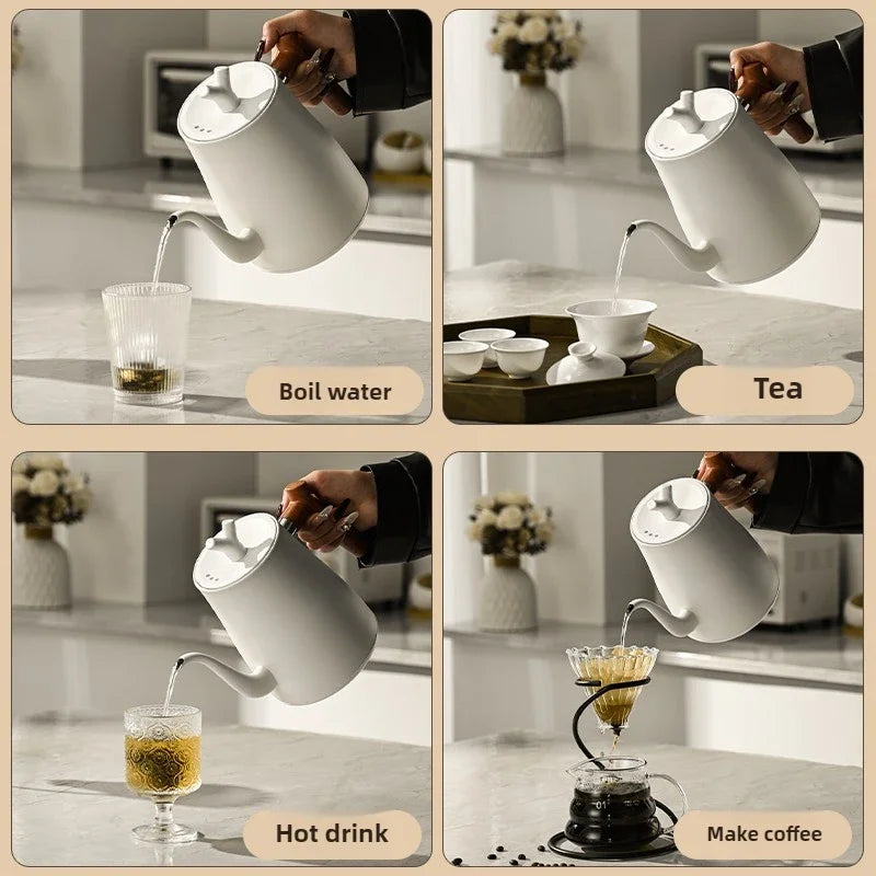 Tetera eléctrica con cuello de cisne de 1000W, cafetera de acero inoxidable 304 de 1000ml, pantalla LED de temperatura inteligente para café y té