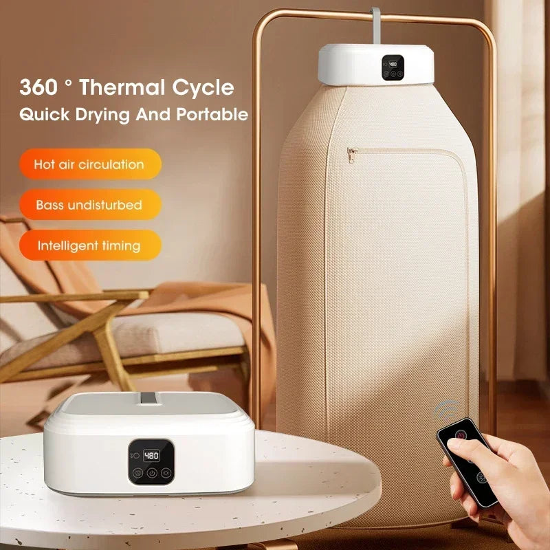Mini secadora portátil, secadora eléctrica plegable, armario doméstico de secado rápido con temporizador inteligente y bolsa de secado, estilo de viaje compacto