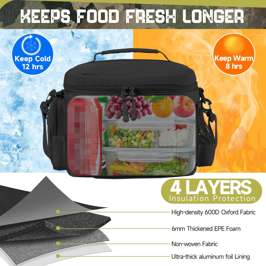 Bolsa térmica táctica para exteriores, fiambrera resistente para trabajo, bolsa de almuerzo duradera con aislamiento a prueba de fugas para hombres, comida, Camping, Picnic