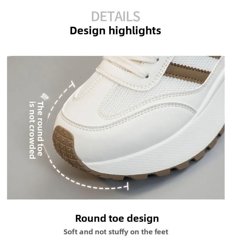 Zapatillas de deporte para mujer, calzado informal transpirable de malla, zapatos de tenis a la moda, zapatos de plataforma con aumento de altura para mujer, zapatos deportivos nuevos 2025