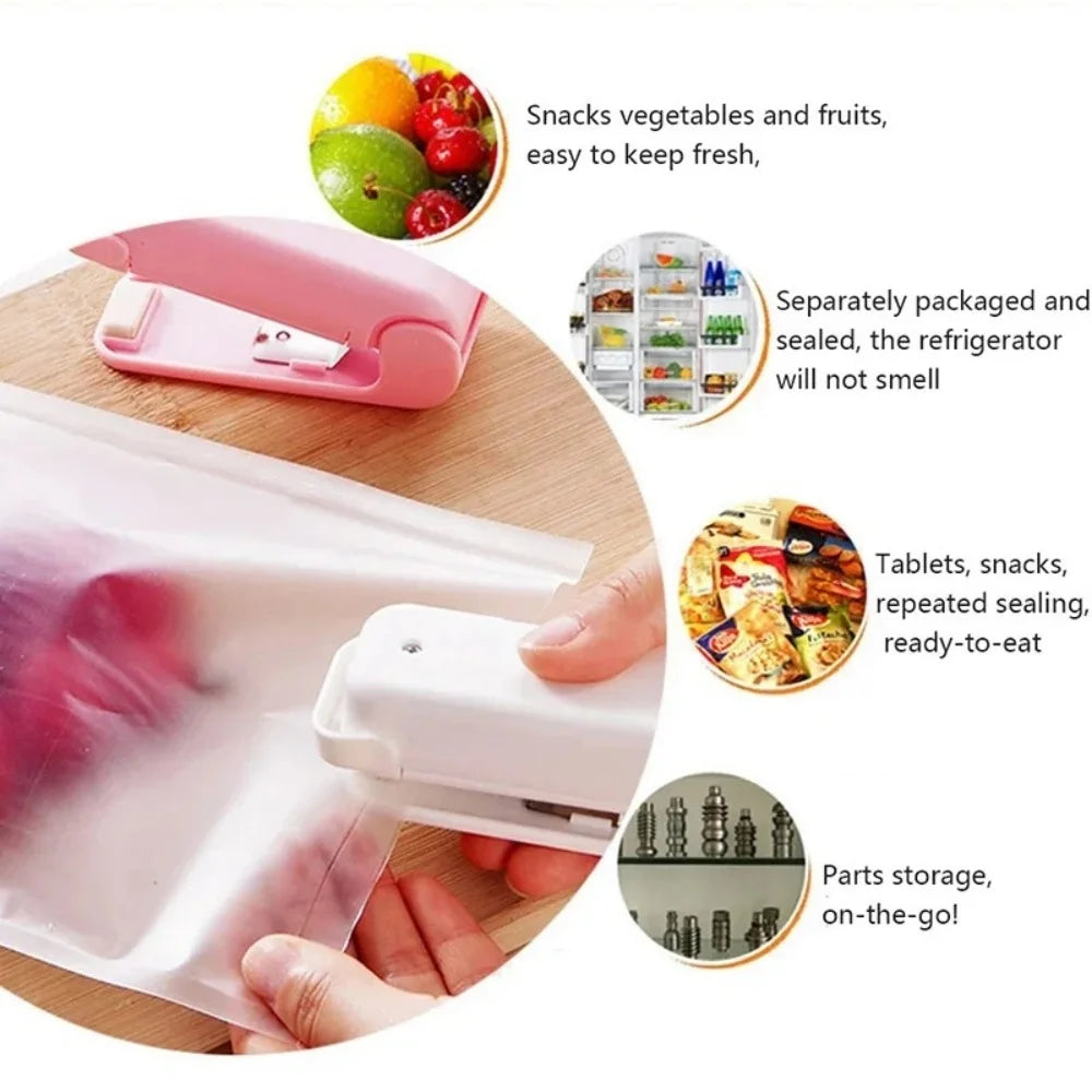 Máquina Selladora Portátil, Mini Selladora de Bolsas Térmica para el Hogar, Cierre de Bolsas de Plástico para Alimentos, Sellado Repetido, Accesorios de Cocina