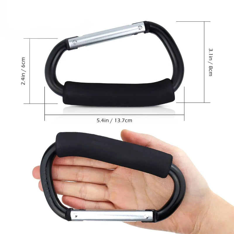 Mosquetón grande para cochecito, ganchos, organizador, anillo en D de aluminio, llavero con resorte, Clip, asa de transporte para colgar bolsos, bolsas de compras