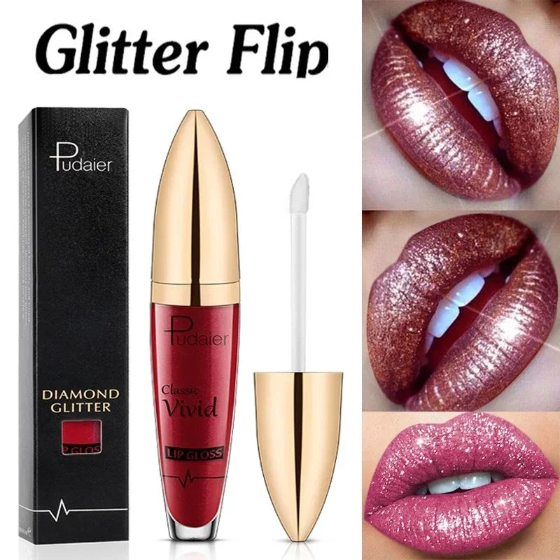 Lápices labiales líquidos con purpurina mate, brillo de labios brillante con diamantes, resistente al agua, brillo de labios de larga duración, Maquillaje de tinte de labios para mujer