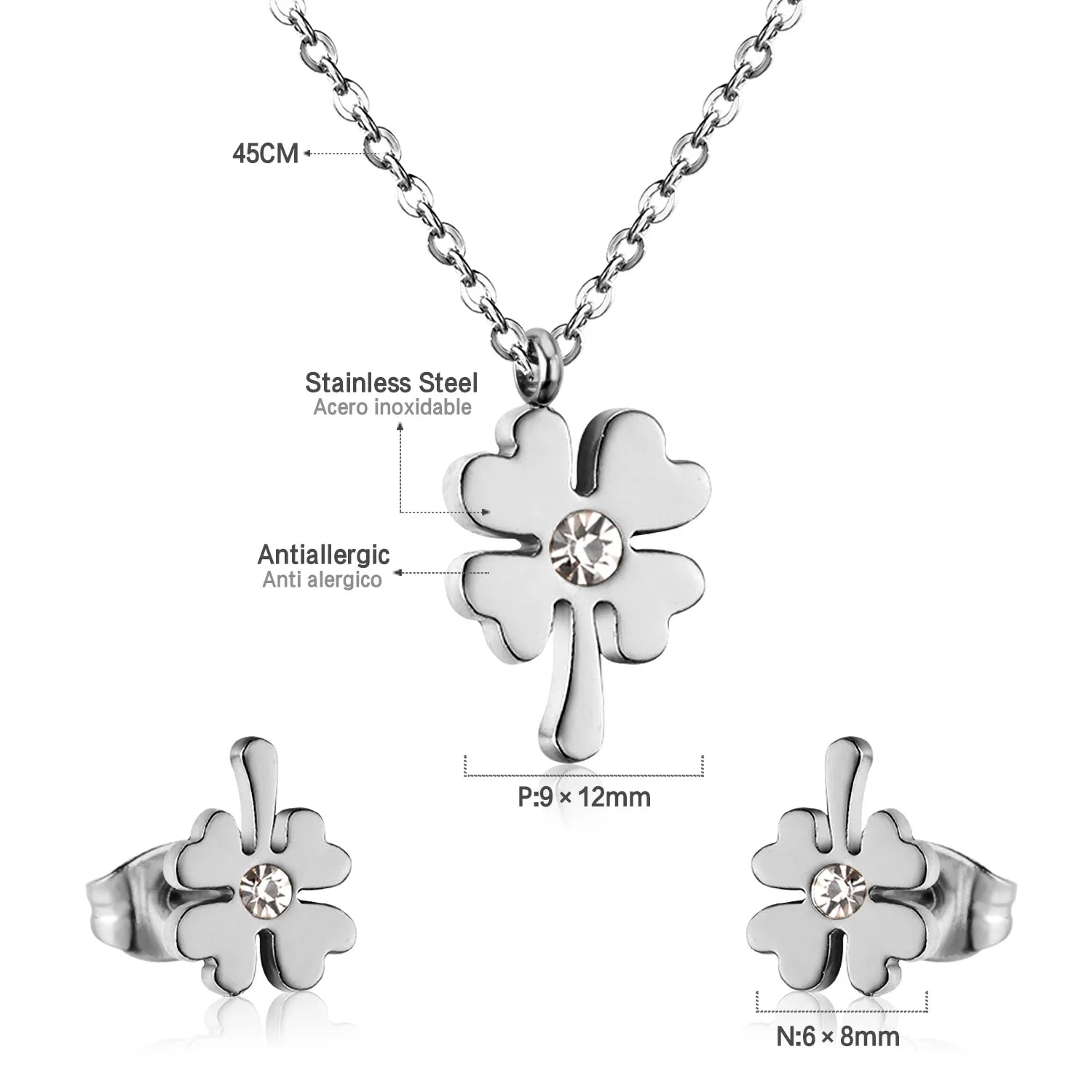 ASONSTEEL-collar con colgante de circonia y flor de corazón brillante para mujer, conjuntos de joyería de acero inoxidable, regalos delicados para uso diario