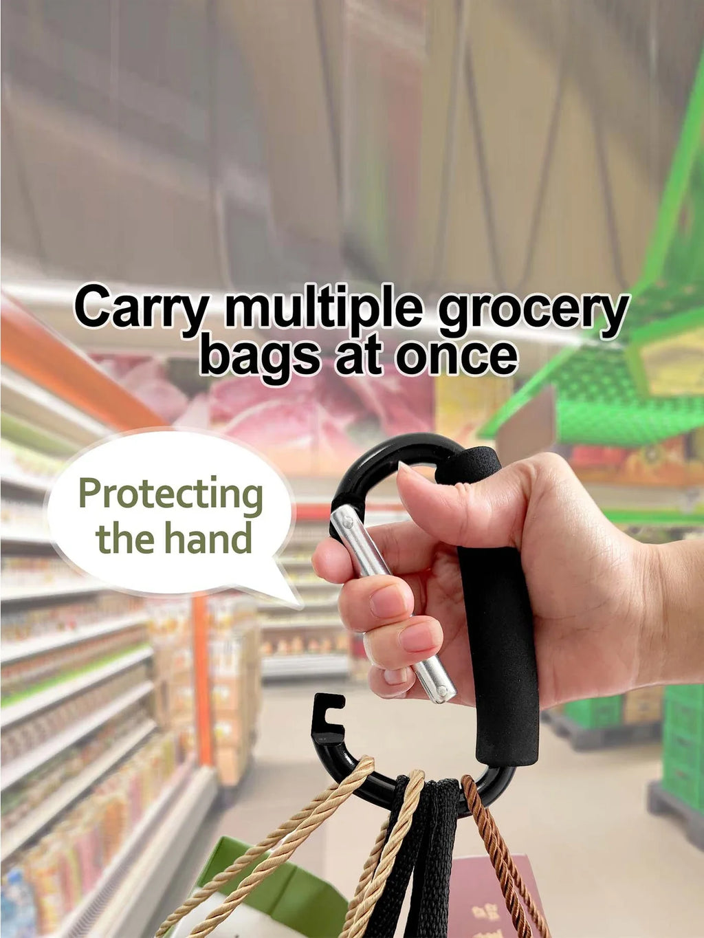 Mosquetón grande para cochecito, ganchos, organizador, anillo en D de aluminio, llavero con resorte, Clip, asa de transporte para colgar bolsos, bolsas de compras