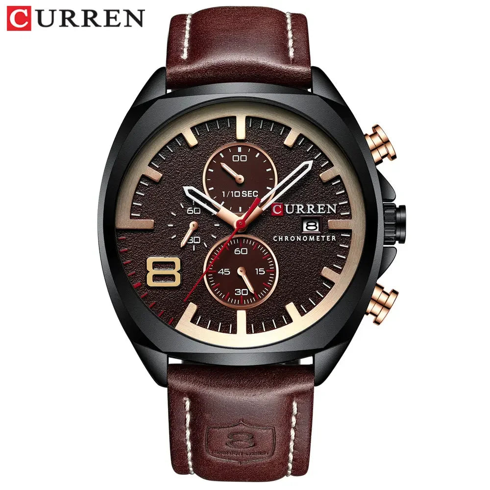 Reloj CURREN para hombre, reloj de pulsera de lujo, relojes de pulsera de cuarzo, relojes de cuero de moda estilo Punk para hombre, reloj Masculino