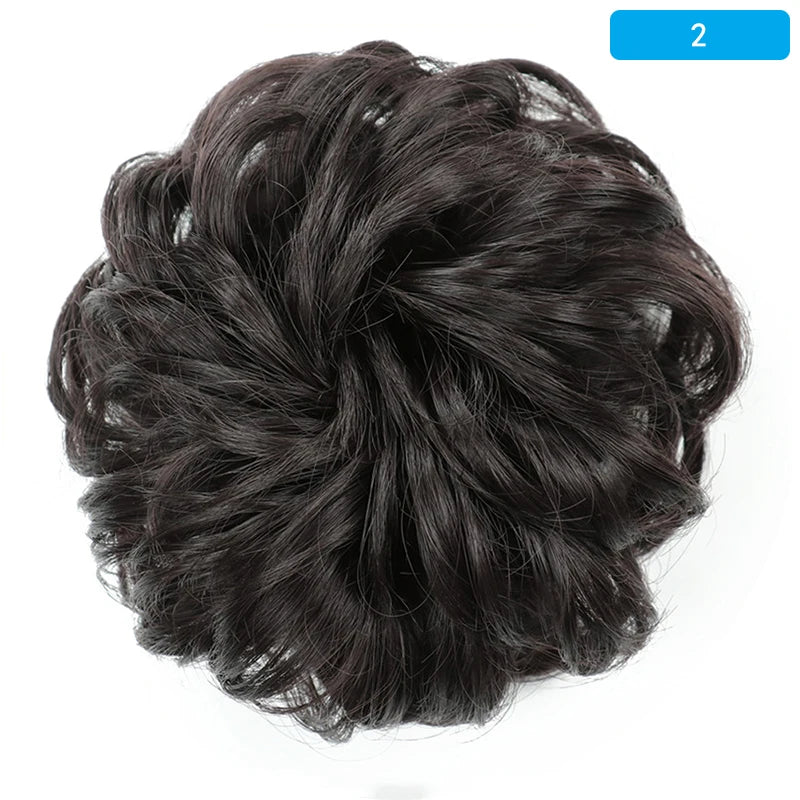 AZQUEEN-extensión de cabello de moño desordenado, banda elástica sintética, moño ondulado rizado, Scrunchies Donut Updo, postizo para mujer