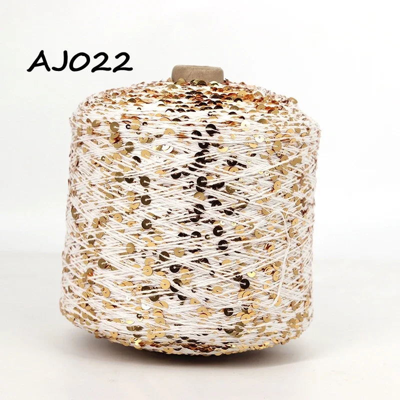 Cooamuu-Hilo de lentejuelas de algodón de lujo, hilo para tejer a mano, 500G/bobina, 3MM + 6MM, accesorios de lentejuelas
