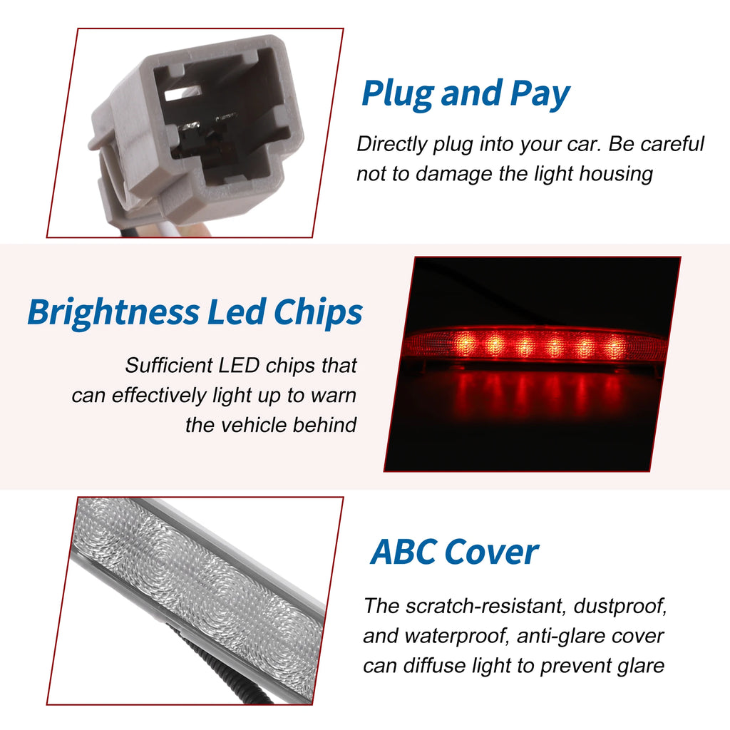 UXCELL Tercera luz de freno LED para Honda Civic EX 2 puertas Coupe No.34270SVAA01 Blanco 3.a lámpara de parada de montaje alto ABS Centro trasero Hig