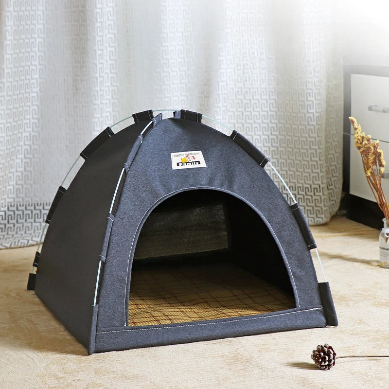 Casa Plegable para Gatos, Tienda de Campaña para Mascotas, Universal para las Cuatro Estaciones, Nido para Perros y Gatos, Colchoneta Refrescante de Verano, Portátil, Plegable y Transpirable para Exteriores