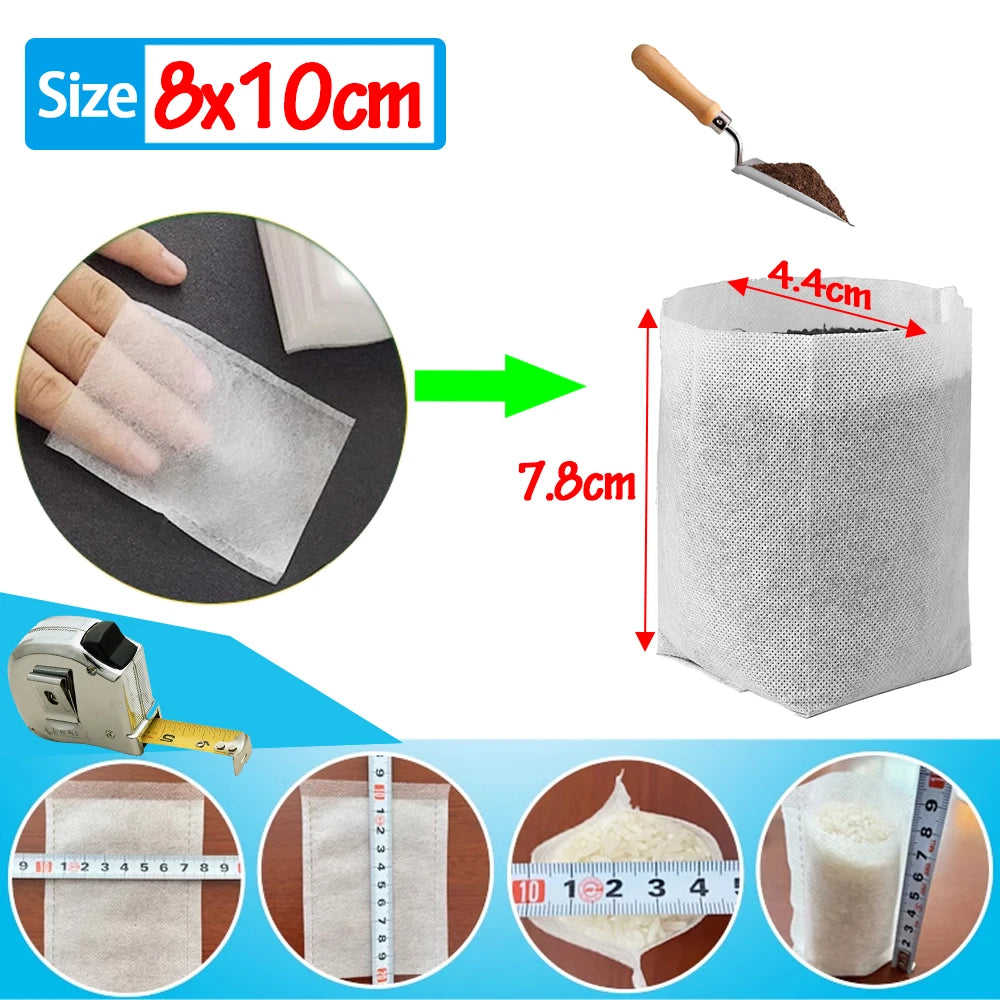 Bolsa de vivero biodegradable, bolsas de cultivo de plantas, semillas de tela no tejida para sembrar macetas para el hogar, accesorios de jardín, herramientas, 100-500 Uds.