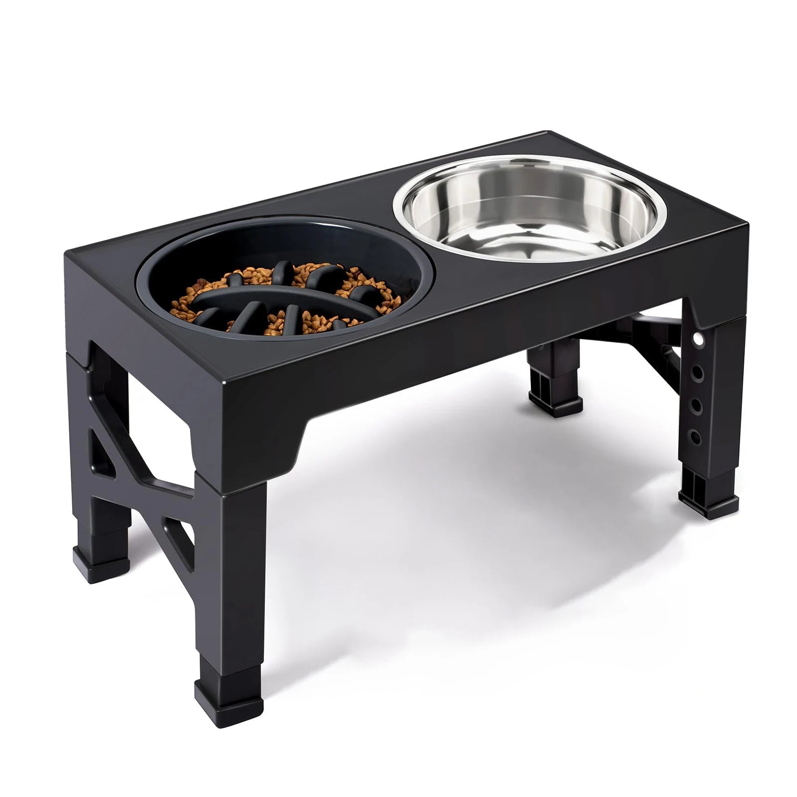 Comederos Elevados para Perros con Soporte Ajustable y Doble Tazón de Acero Inoxidable para Comida y Agua, para Perros Pequeños, Medianos y Grandes