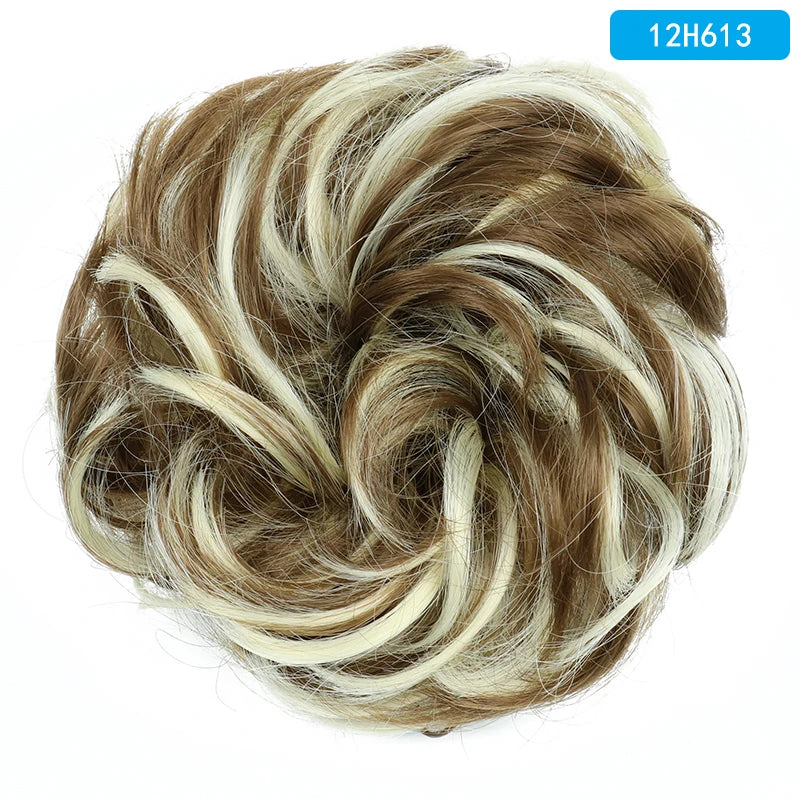 AZQUEEN-extensión de cabello de moño desordenado, banda elástica sintética, moño ondulado rizado, Scrunchies Donut Updo, postizo para mujer