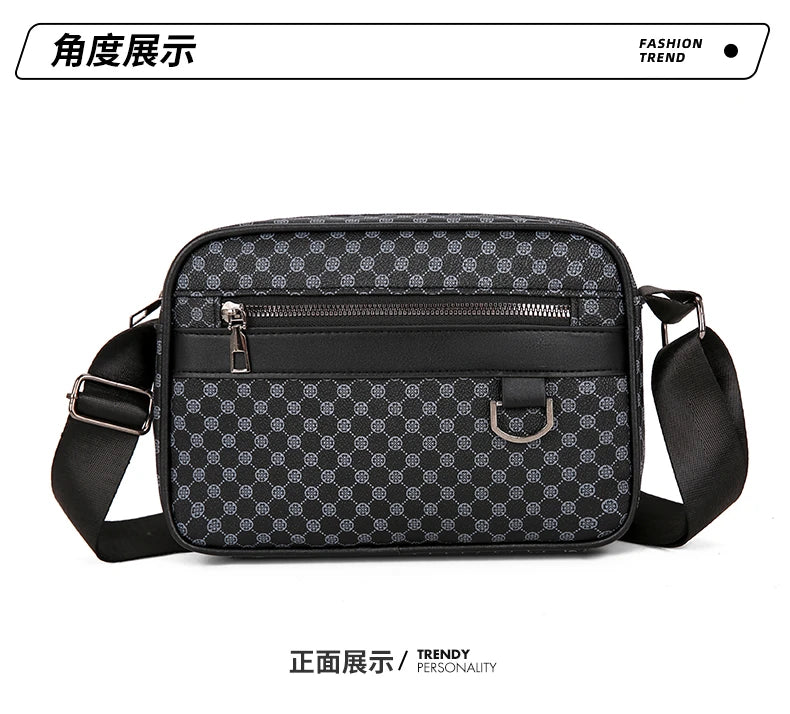 Bolso de hombro con estampado de moda para hombre, bandolera de mensajero de piel sintética, bolso de estilo Vintage para hombre, bolso de hombro, regalo para hombre