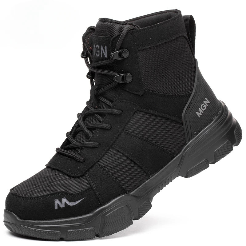 Botas de seguridad indestructibles para hombre, zapatos cómodos con punta de acero, zapatillas antigolpes a prueba de pinchazos, botas de trabajo antideslizantes para hombre