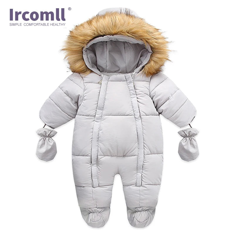 Ircomll, ropa de bebé de alta calidad, monos para niños, invierno con capucha y piel, pelele cálido para niños, mono, ropa para niños pequeños