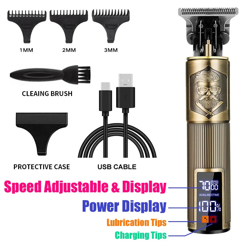 Cortadora de pelo eléctrica profesional Vintage T9, afeitadora portátil recargable por USB para el cuidado de la barba, el mejor regalo