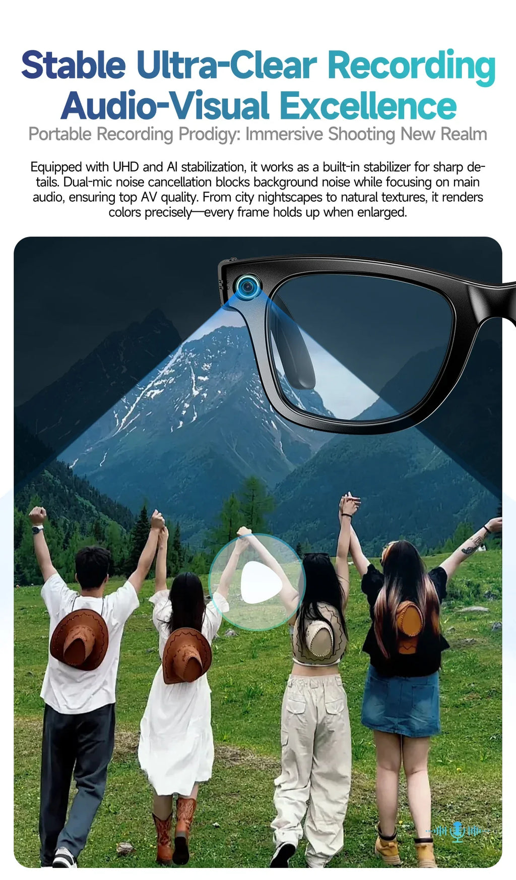 Gafas Inteligentes 2026 Nueva Versión con Cámara, Grabación de Video, Reconocimiento de Fotos por IA, Llamadas Bluetooth, Traducción de Voz, Gafas de Sol para Hombre