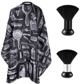 Set de Capa de Barbero y Cepillo para Cuello, Capa de Corte de Pelo Impermeable con Estampado Retro, Cepillo Suave para Limpiar el Cuello, para Peluquería y Uso Doméstico