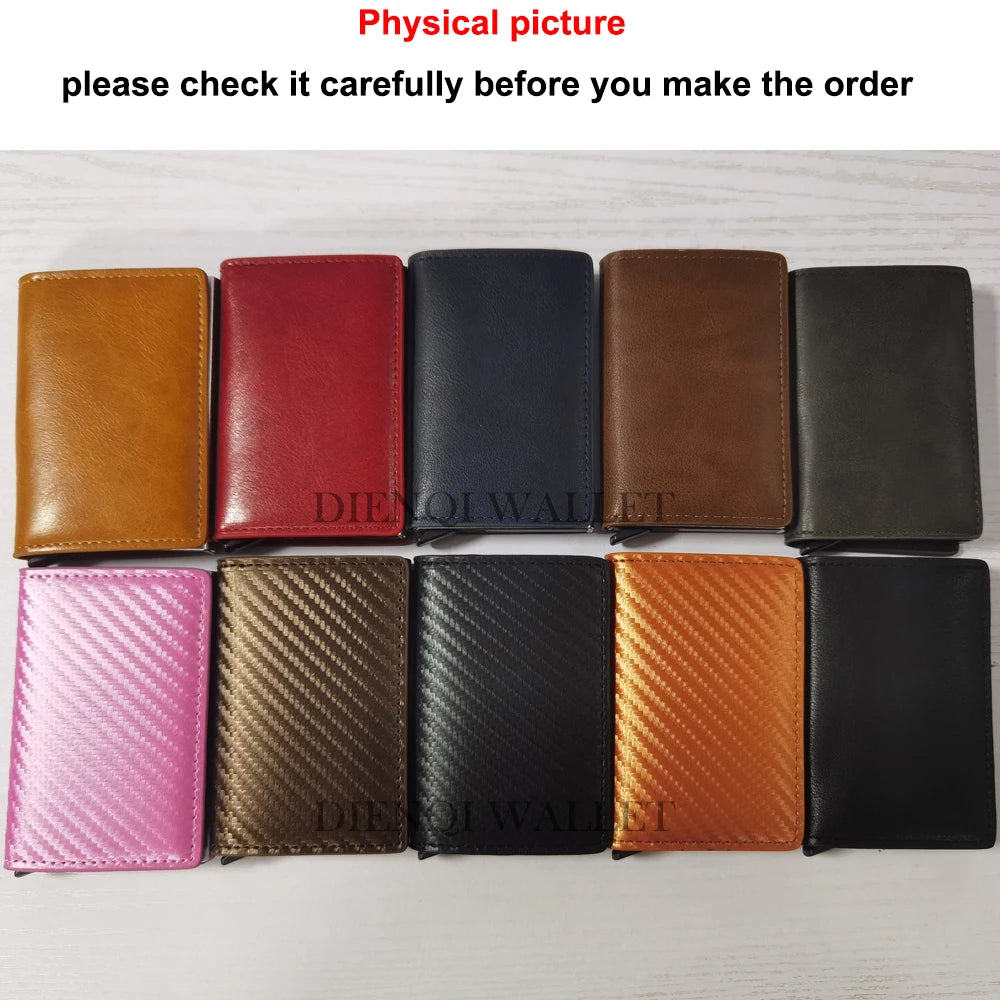 Cartera de aluminio Rfid para hombre, tarjeteros, monedero de fibra de carbono para hombre, cartera inteligente delgada de negocios, tarjetero de crédito, funda, soporte para notas