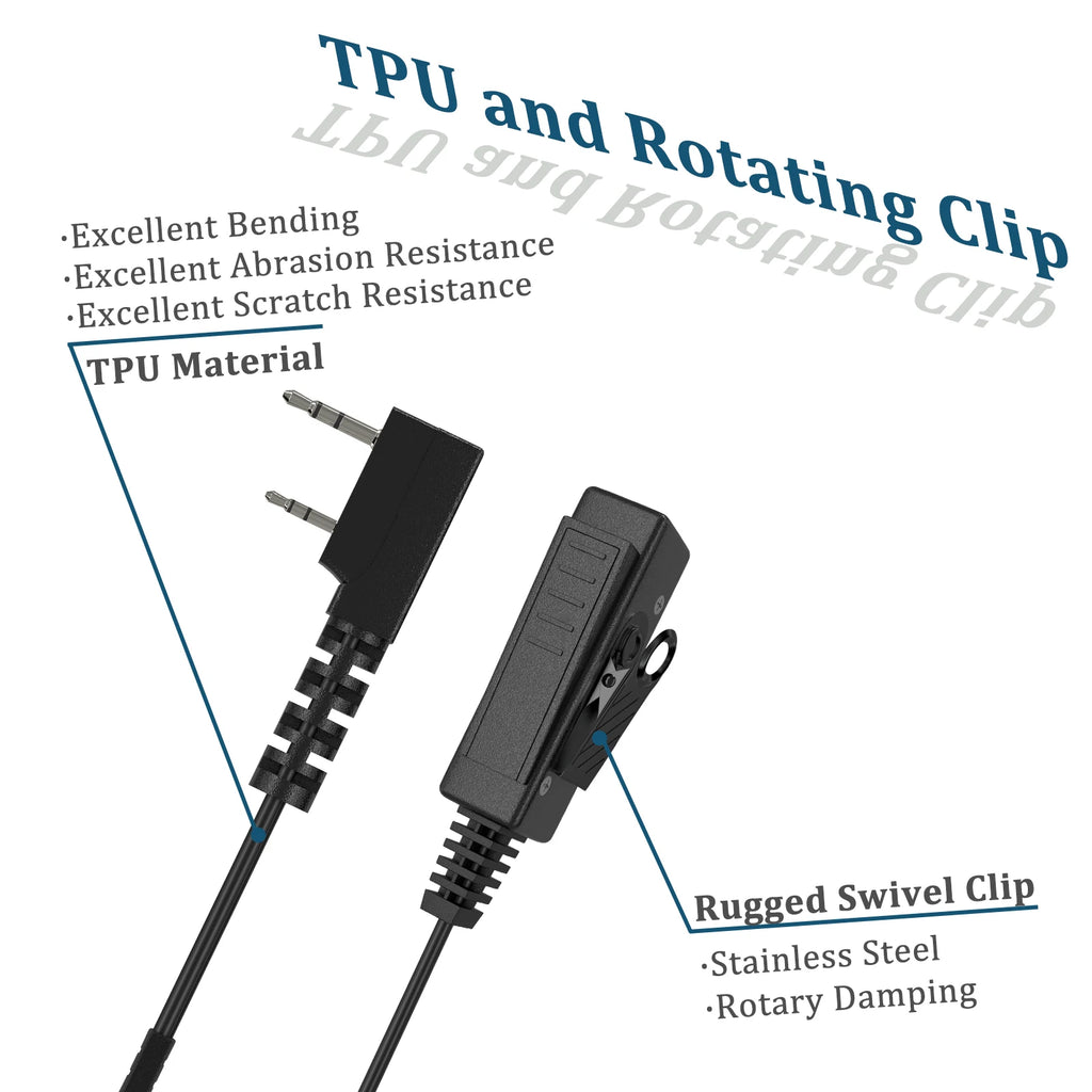 Auricular de seguridad con tubo de aire acústico oculto tipo K de 2 pines, auricular con micrófono para Walkie Talkies, auricular para Radios Kenwood Baofeng