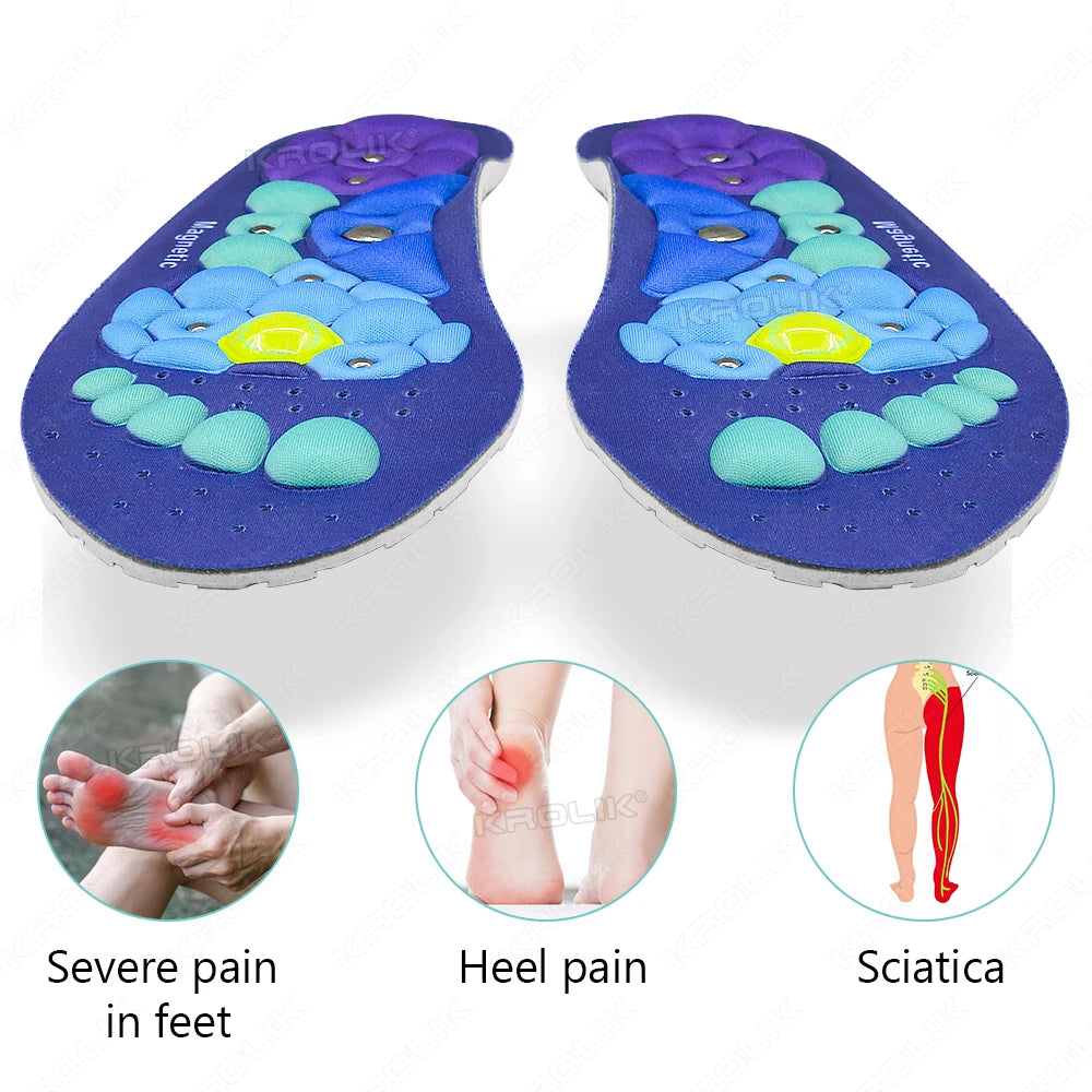 Plantillas de masaje magnético, insertos de acupresión, soporte para arco, acupresión ortopédica, almohadillas para zapatos, alivia el cansado para hombres y mujeres, Unisex