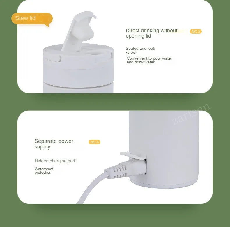 Hervidor eléctrico de viaje de 500ML, hervidor térmico portátil para agua hirviendo rápida, calentador de leche para bebé, hervidores térmicos de acero inoxidable 304