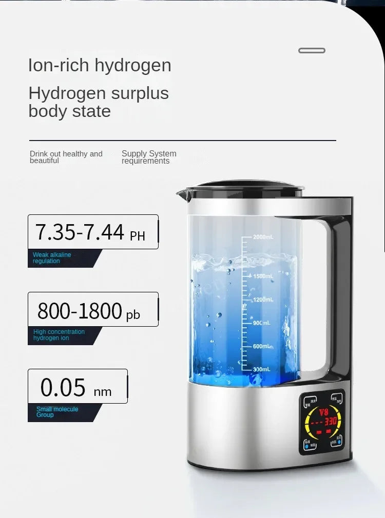 Hervidor de agua eléctrico rico en hidrógeno, máquina ionizadora de agua, filtro de agua, para bebidas, 100-240V 2L