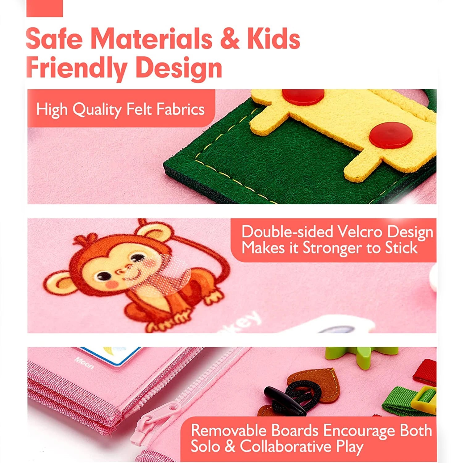 Juguetes Montessori, tablero ocupado, tablero de desarrollo de actividades sensoriales para niños pequeños para habilidades motoras, juguetes educativos de actividades de viaje