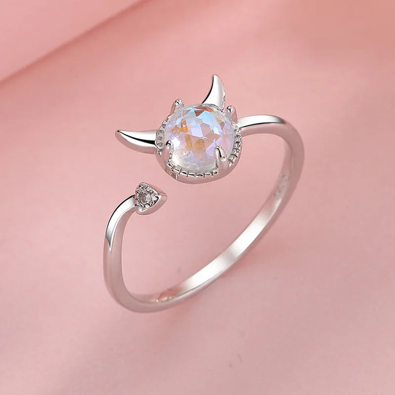 Anillo de Ópalo de Plata de Ley 925 para Mujer, Ajustable, para el Dedo Índice, Diseño Simple y Elegante, Joyería de Alta Gama, Regalo
