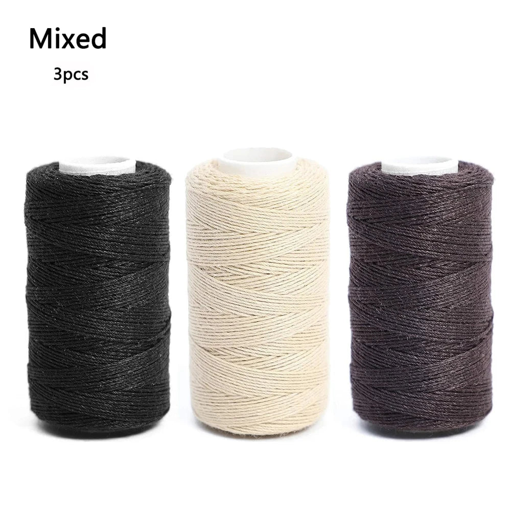 3 rollos de hilos para tejer cabello con 10 piezas, agujas de coser, hilos para tejer para hacer pelucas, costura a mano, trama de cabello DIY