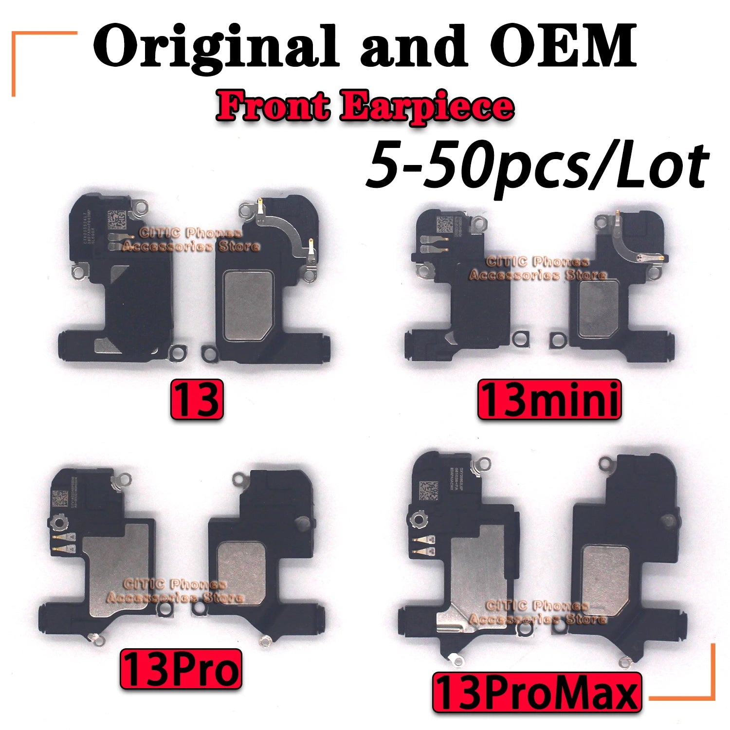5-50 piezas de auriculares frontales originales y (OEM) para iPhone 13 Sereis 13Pro 13 Mini 13ProMax, piezas de repuesto para altavoces de sonido