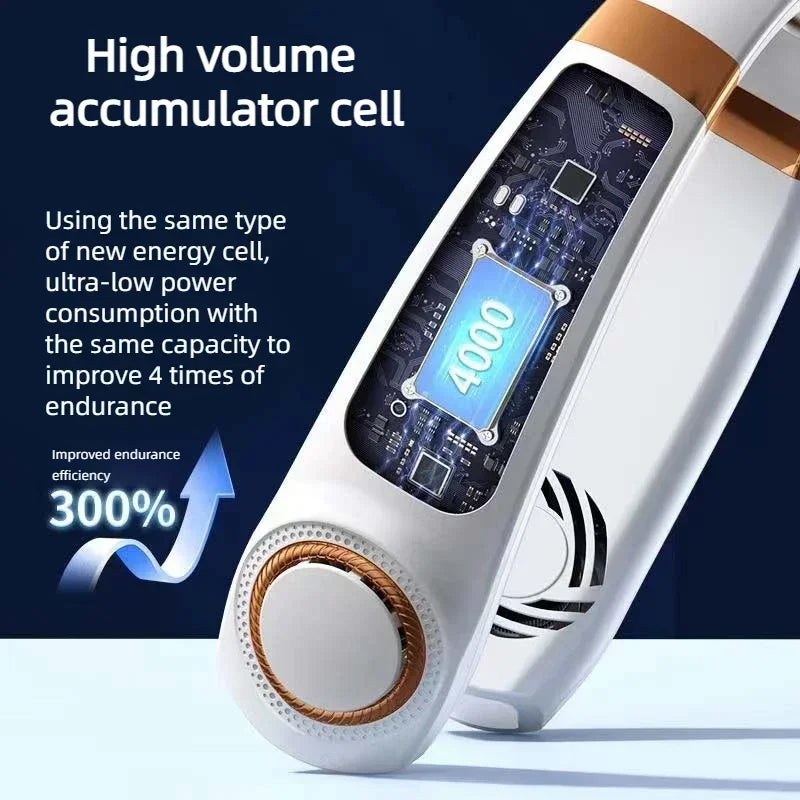 JKUOO Ventilador de cuello recargable, ventilador portátil personal con pilas, ventilador de enfriamiento de cuello USB portátil manos libres para interiores y exteriores