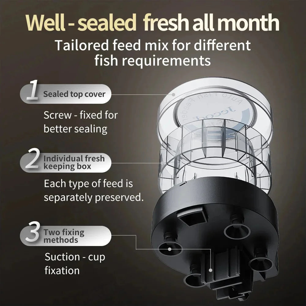 Jebao DRF-comedero automático inteligente para peces de acuario, con sincronización Digital, Control BT, alimentación, pecera pequeña, dispensador de alimentos inteligente