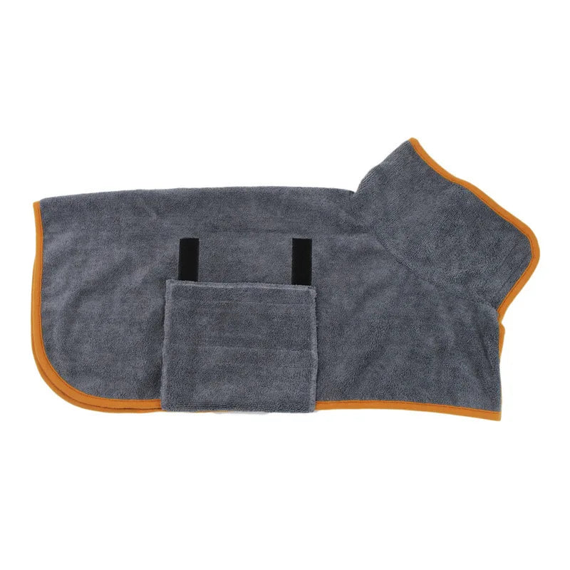 Toalla de albornoz para perros 2 en 1, cinta mágica ajustable, bata de secado rápido, ropa súper absorbente para mascotas para perros pequeños y medianos después del baño
