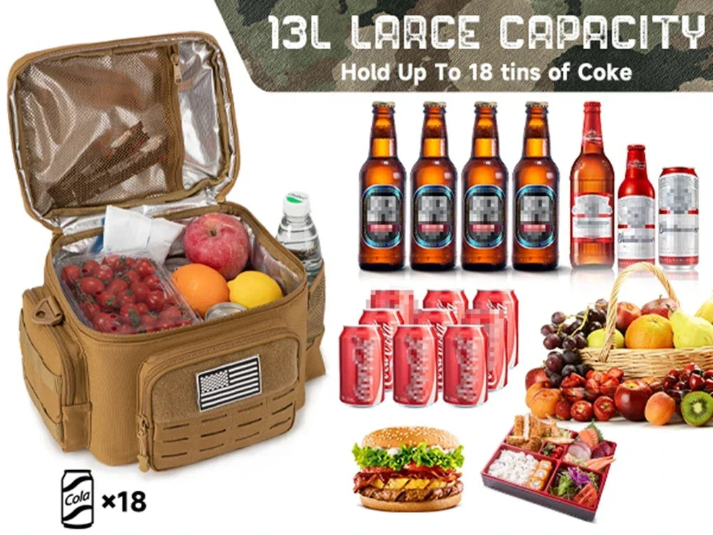 Bolsa térmica táctica para exteriores, fiambrera resistente para trabajo, bolsa de almuerzo duradera con aislamiento a prueba de fugas para hombres, comida, Camping, Picnic