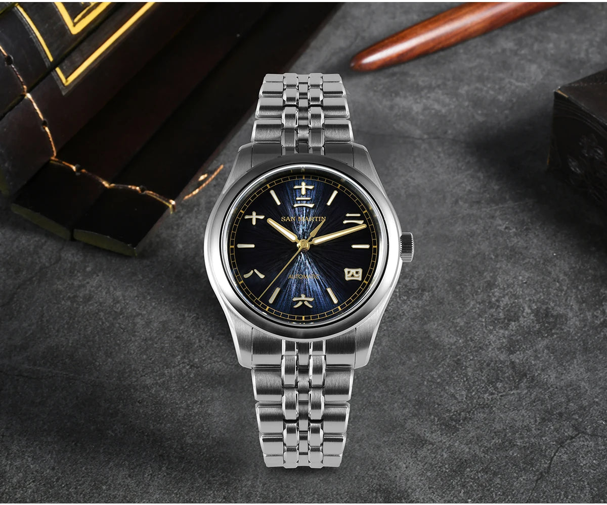 San Martin nuevo reloj Gada de 39mm estilo chino diseño Original Sunburst JianZhan Miyota 90S5 vestido de hombre mecánico automático SN0144
