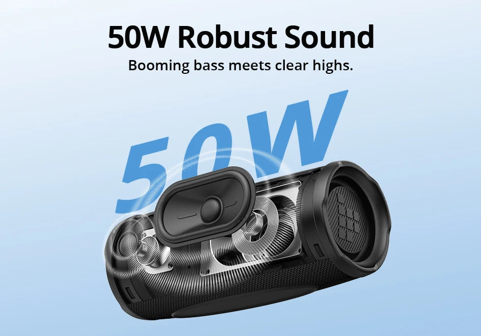 Tronsmart bocina bluetooth Mirtune C3 Plus de 50W, Versión Mejorada con BT6, Auracast ™   Equipo de Camping 2026 con Sincronización y Resistencia al Agua IPX7