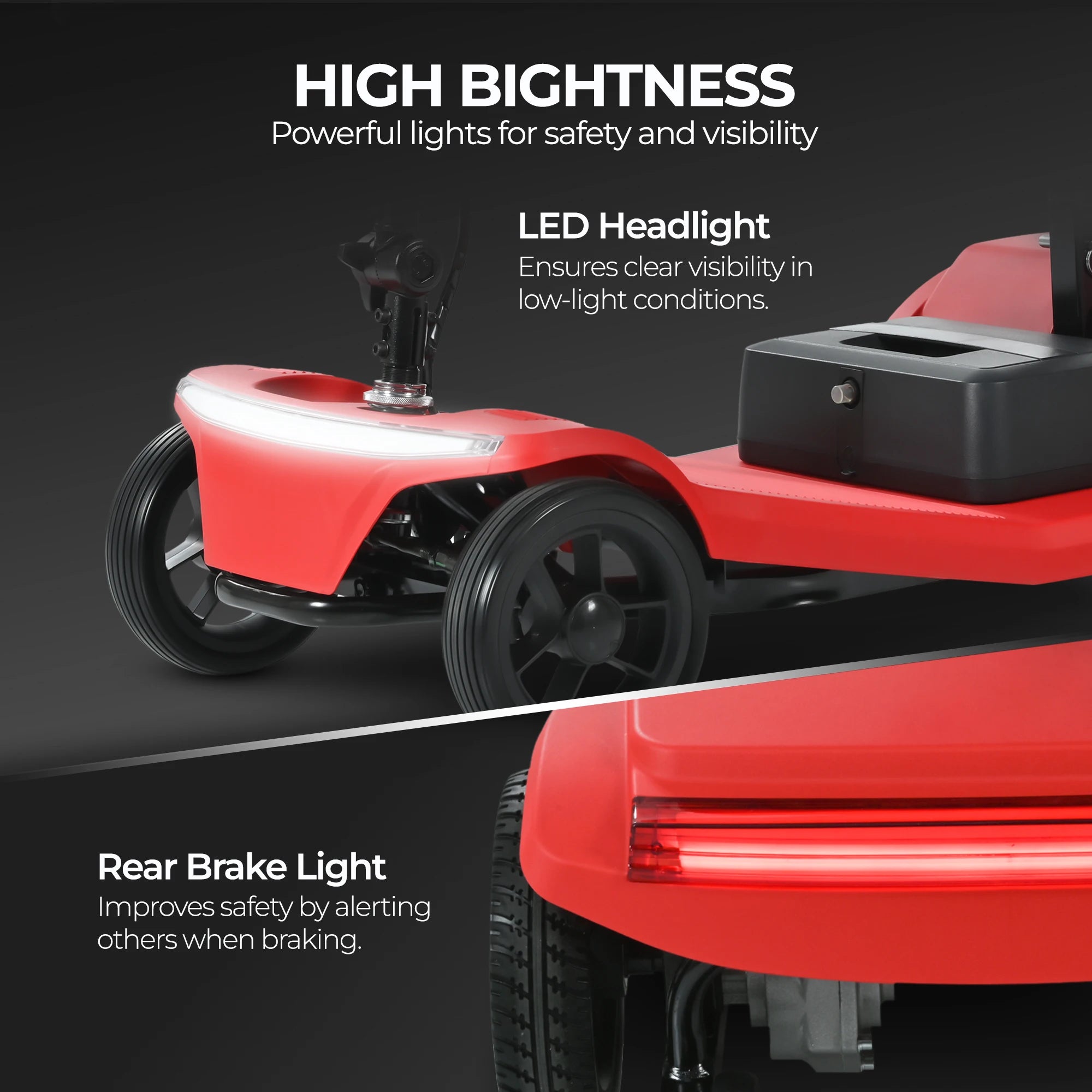 SWEETRICH S2 Scooter Eléctrico Plegable y Ajustable de Cuatro Ruedas y 250W con Freno Electromagnético para Personas Mayores y con Discapacidad